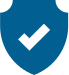 Guarantee icon blue, shield and check mark
