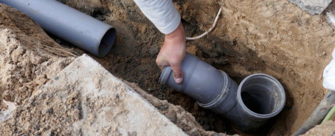 a replacement drain pipe during an excavation